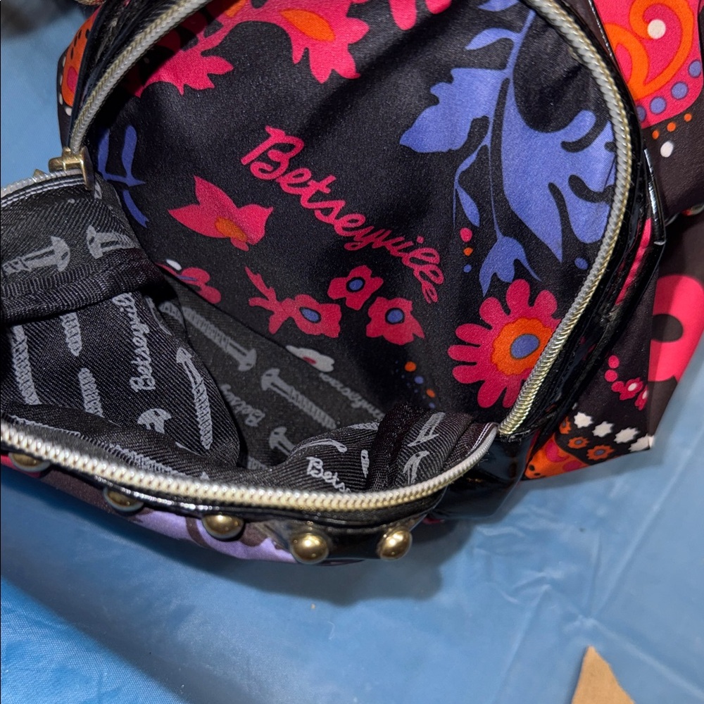 Betsyville Floral Paisley Shoulder Bag - Black and Pink - Picture 13 of 13